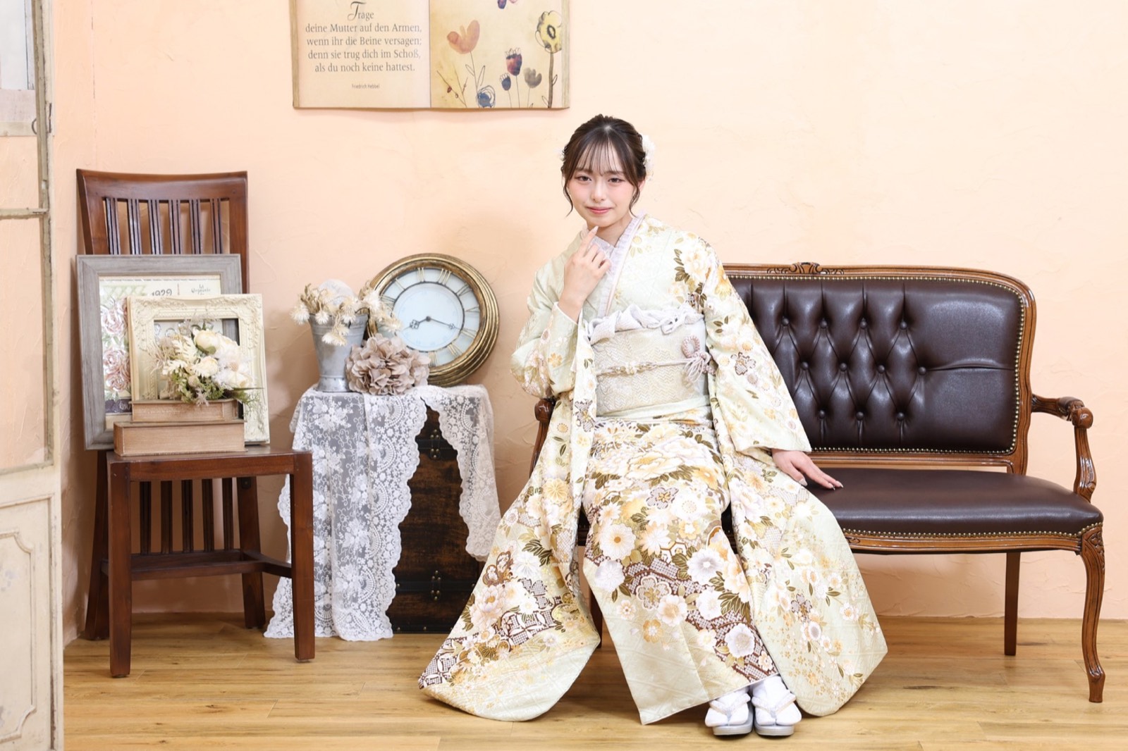 大田原店のフォトスタジオで撮影した振袖姿